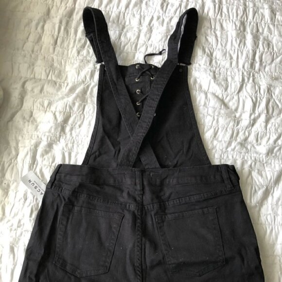 PacSun Shorteralls 26 Denim Romper Lace Up Overalls Luna Black Trendy Grunge - Picture 9 of 11